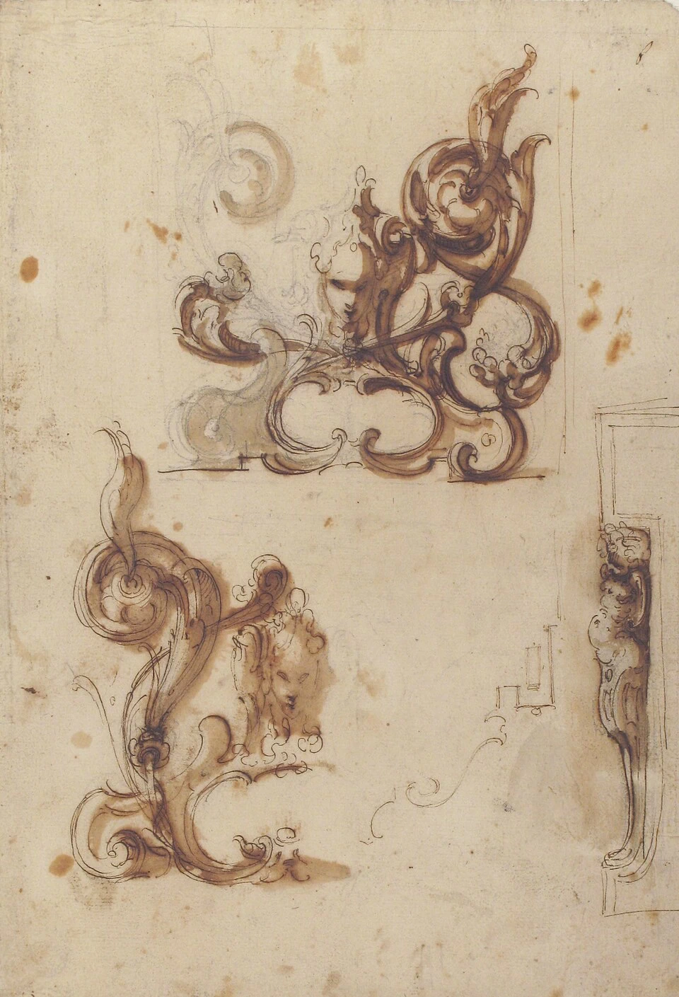 Disegni per motivi ornamentali e per un'erma a sostegno di un camino - Metropolitan Museum of Art, New York